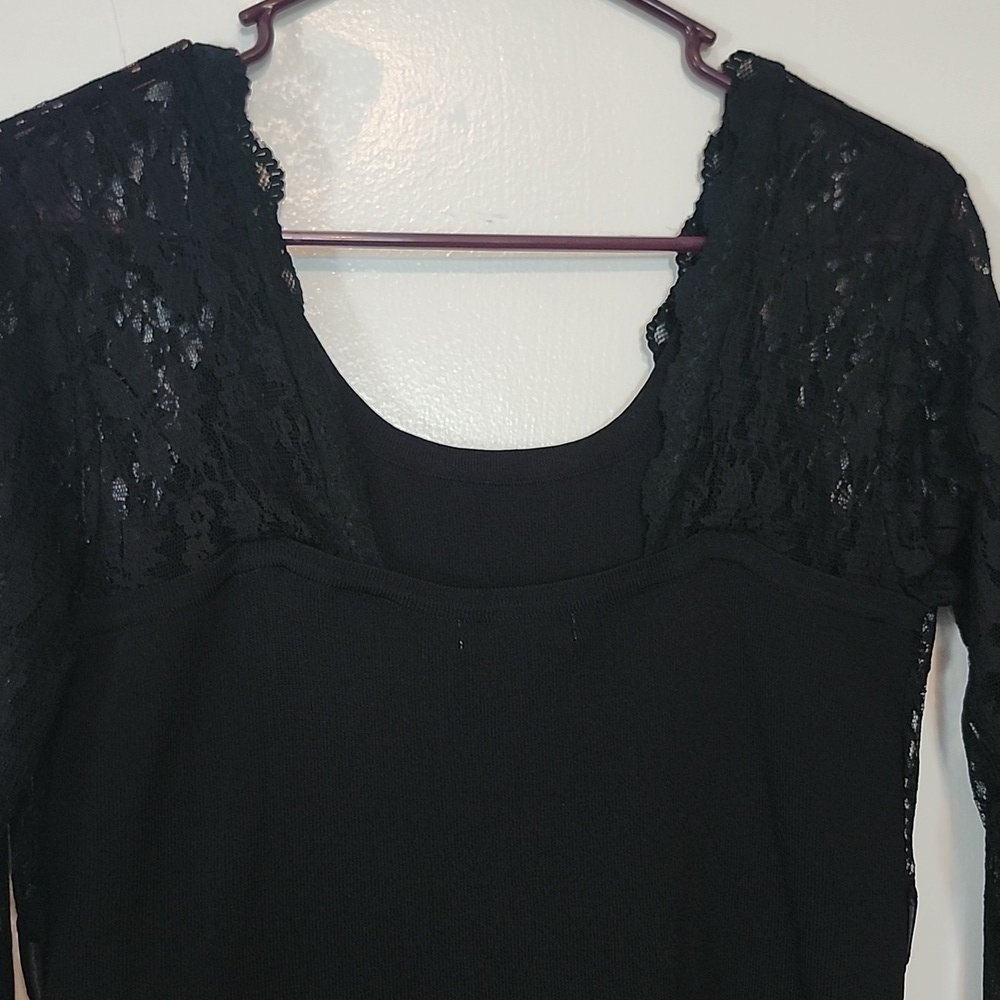Black Lace Cardigan with Satin Trim - Picture 7 of 8